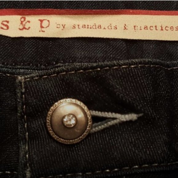 S & P  ♡ Gorgeous Black Stretchy Denim Embellished Bling Skinny Jeans 10|12 Long - Picture 14 of 17